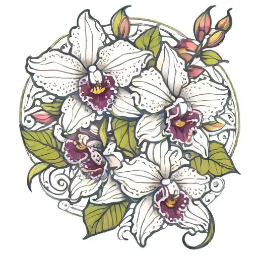 cattleya orchid vine wrapping tattoo design idea