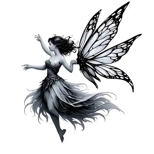 fairies flying tattoo design idea