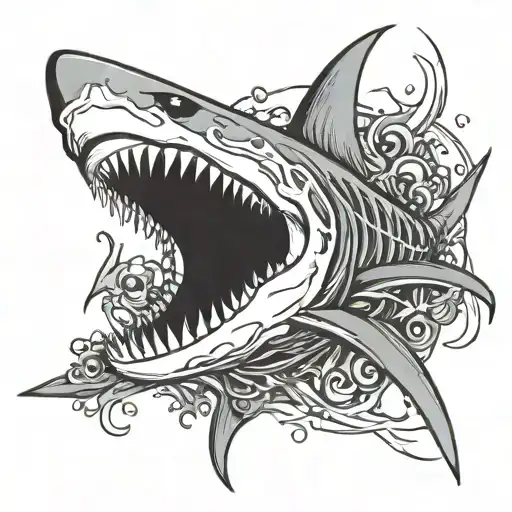 shark skeleton tattoo design idea