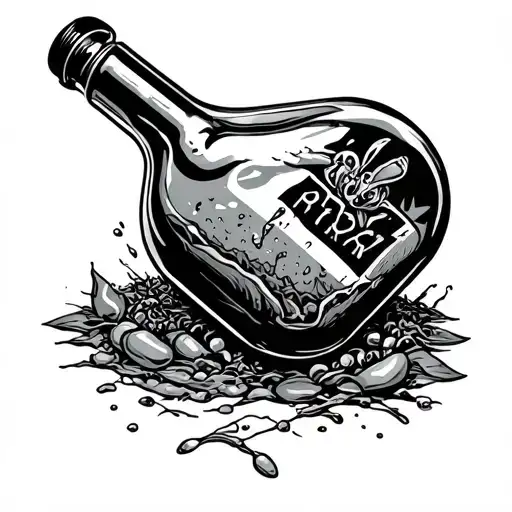 trapped in a bottle sobriety tattoo design idea