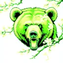 grizzly bear face roaring and cherry blossom tree tattoo design idea