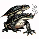 turtles and frog smoking joint tattoo design idea