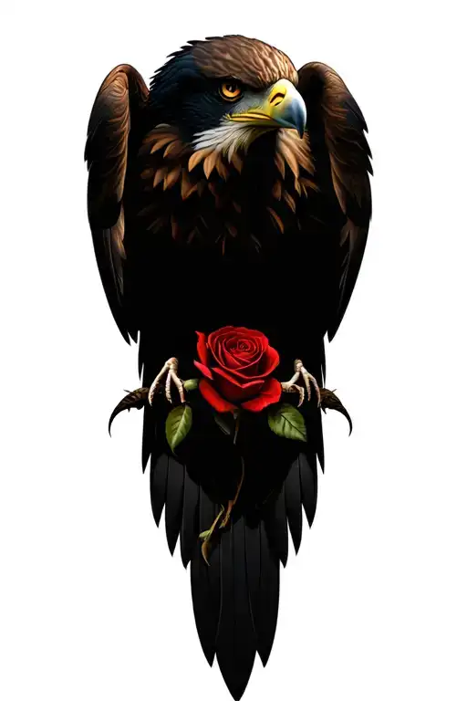 Eagle and rose tattoo design idea