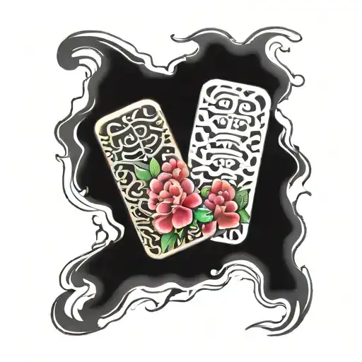 Rectangual japanese blank omamori charm tattoo design idea