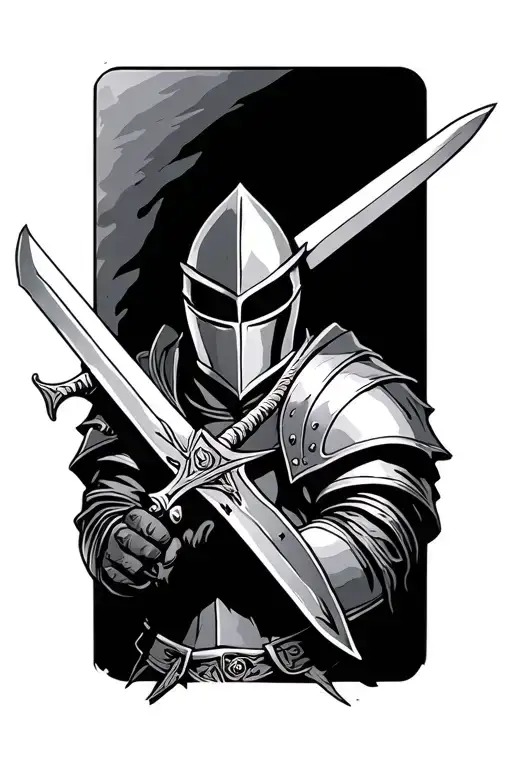 Knight holding a Sword tattoo design idea