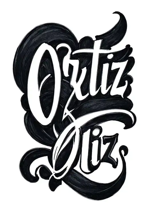 the last name Ortiz in cursive writing tattoo design idea