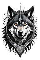 Shield Maiden wolf mandala tattoo design idea