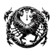 Leo zodiac symbol intertwined with Scorpio zodiac symbol and Libra zodiac symbol tattoo design idea