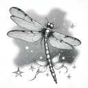 dragonfly and stars tattoo design idea
