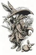 dark magician pulling a rabbit tattoo design idea