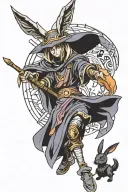 dark magician pulling a rabbit tattoo design idea