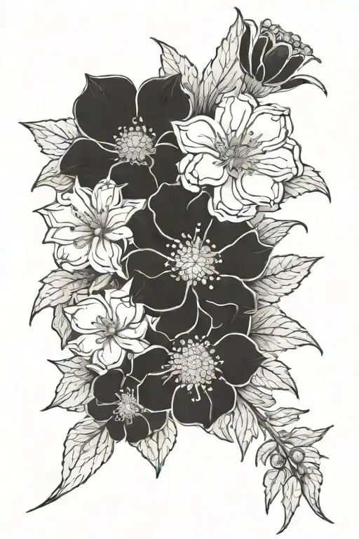birth month flowers may, july, september, november, december tattoo design idea
