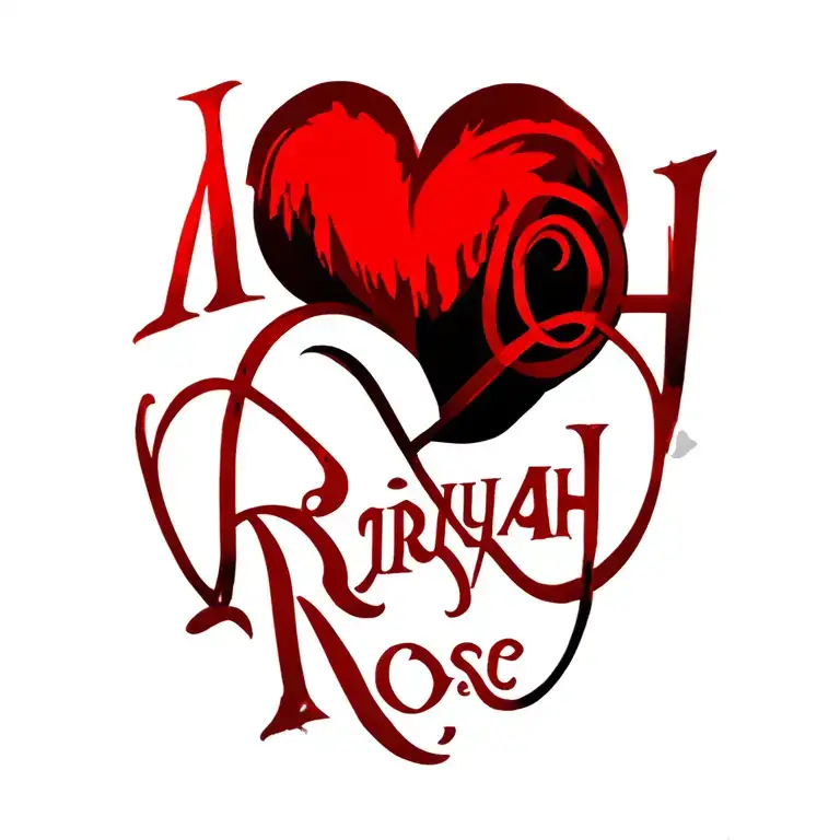 "Ariyah Rose" Heart, Infinity symbol, tattoo design idea