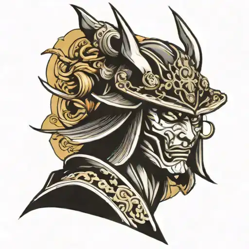 Japanese Masked Samurai tattoo design idea