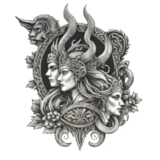norse mythology tattoo with Maria, Georgia and freya tattoo design idea