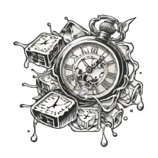 ice cubes melting clock tattoo design idea