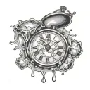 ice cubes melting clock tattoo design idea
