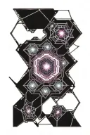 stained glass hexagonal fractal  tattoo design idea