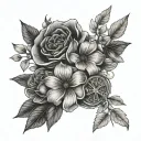 today tomorrow forever Roman numerals flowers wrapped tattoo design idea