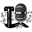 A stylized microphone intertwined with music notes and lyrics from twenty one pilots songs tattoo design idea