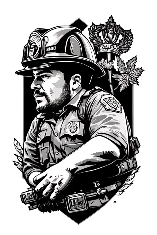 correctional officer and firefighter canada tattoo design idea