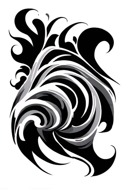 tribal with water waves tattoo design idea