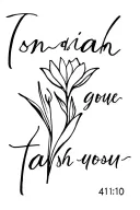 "Isaiah 41:10" cursive words coming from tulip flower steam tattoo design idea