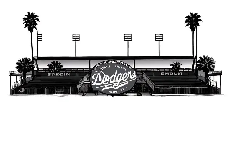 dodgers stadium palm trees tattoo design idea