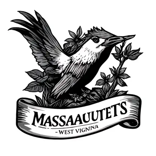 Massachusetts, West Virginia, Pennsylvania theme black tattoo tattoo design idea