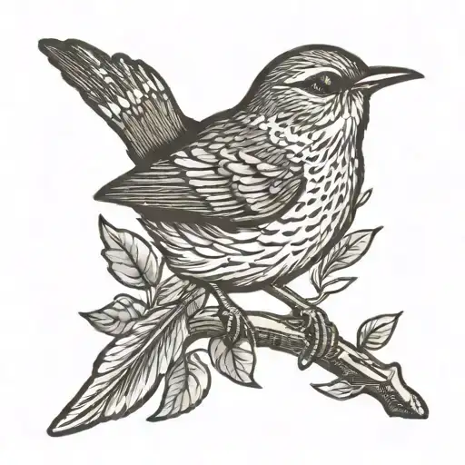 Wren bird soaring tattoo design idea