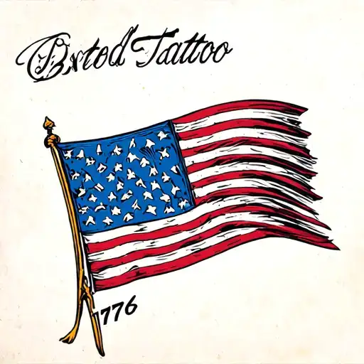 American flag 1776 tattoo design idea