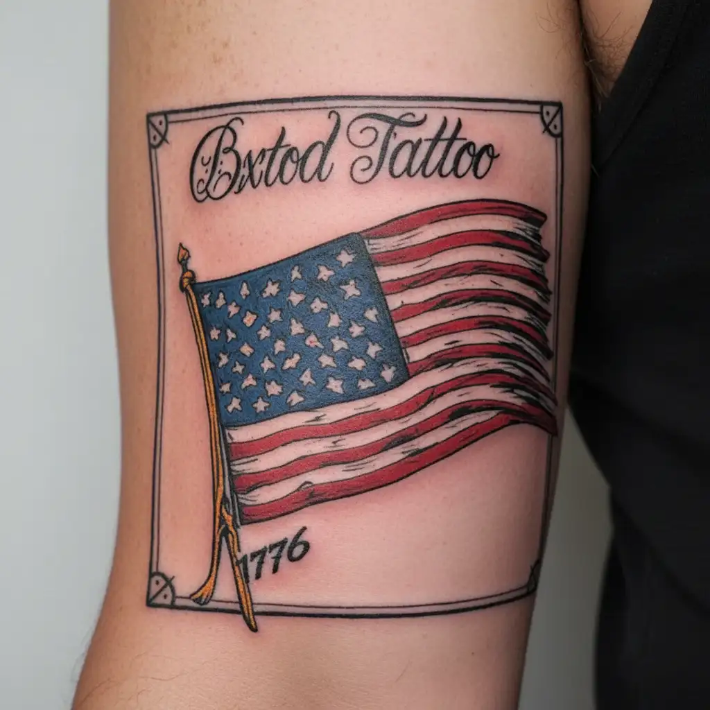 American flag 1776 tattoo design idea