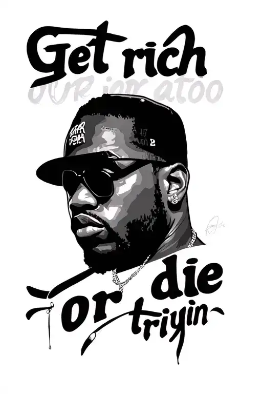 "Get rich or die tryin" 50 Cent tattoo design idea