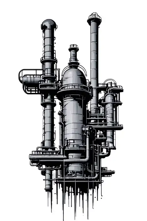 refinery / industrial tattoo design idea