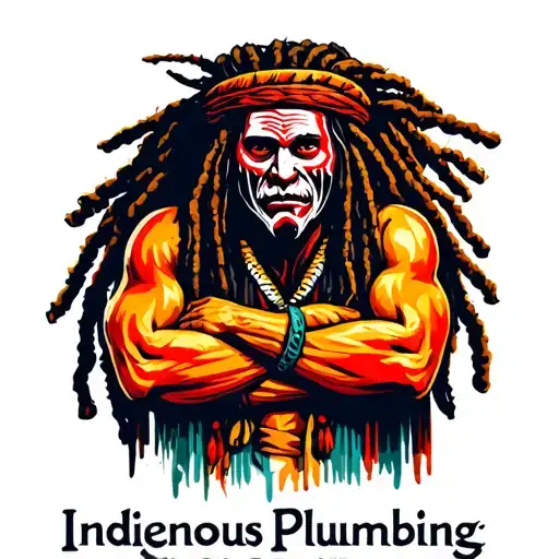 "Indigenous Plumbing " dreadlock painted face Native American plumber arms folded  tattoo design idea