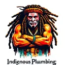 "Indigenous Plumbing " dreadlock painted face Native American plumber arms folded  tattoo design idea