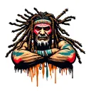 "Indigenous Plumbing " dreadlock painted face Native American plumber arms folded  tattoo design idea