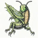 grasshopper perched tattoo design idea
