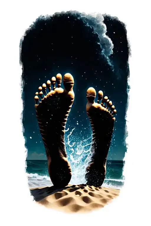 footprints in the sand tattoo design idea