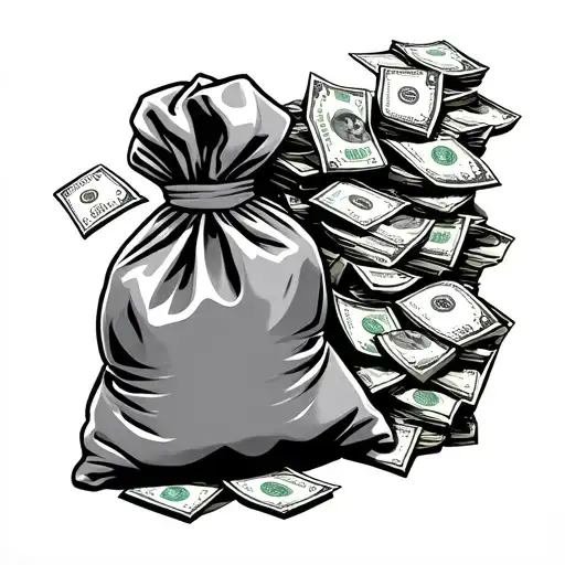 hood cupit with money bag tattoo design idea