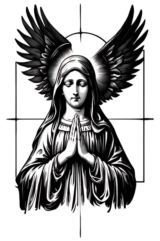 Virgin Mary praying tattoo design idea