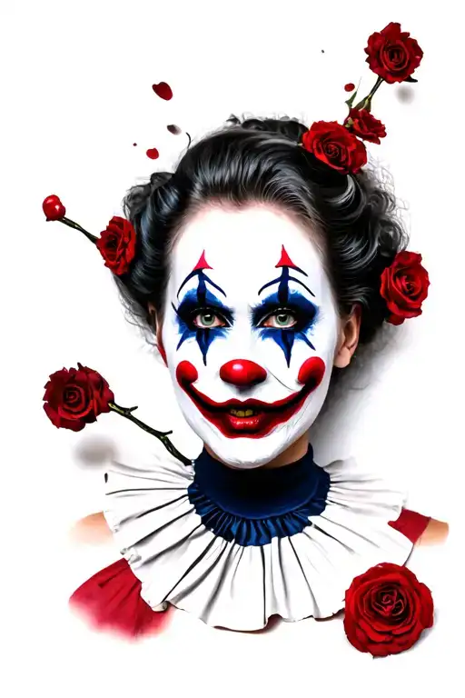 clown woman makeup with white eyes scary and sexy  tattoo design idea