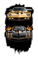 1977 pontiac firebird in black and gold car tattoo design idea