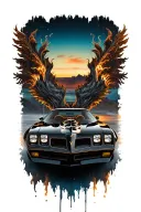 1977 pontiac firebird in black and gold car tattoo design idea