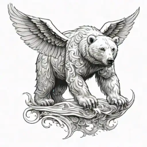 back tattoo that has polar bear with wings coming outside lsd dmt tattoo design idea
