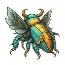 winged scarab beetle tattoo design idea