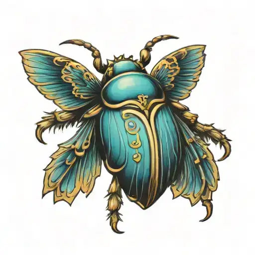 winged scarab beetle tattoo design idea