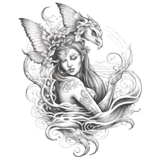 chris quiet sweet river ethereal  tattoo design idea