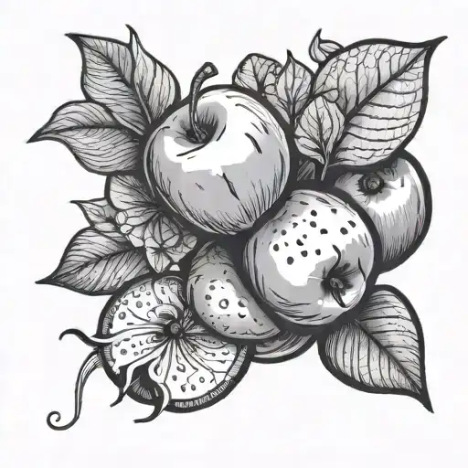 go fish apples pennies tattoo design idea