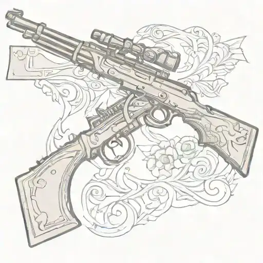 western rifle crossed tattoo design idea